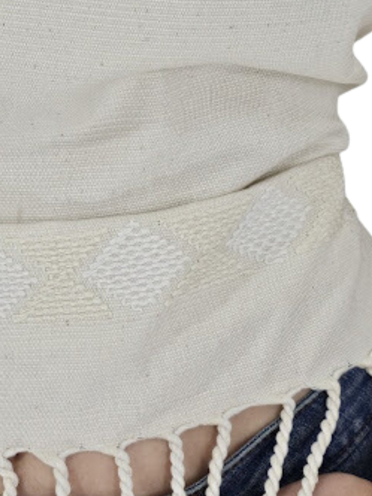 100% Cotton Backstrap Loom Backless Halter Top – Handwoven with Raw Natural Thread | Sustainable Fashion Raw Off - White - Tenku Designs