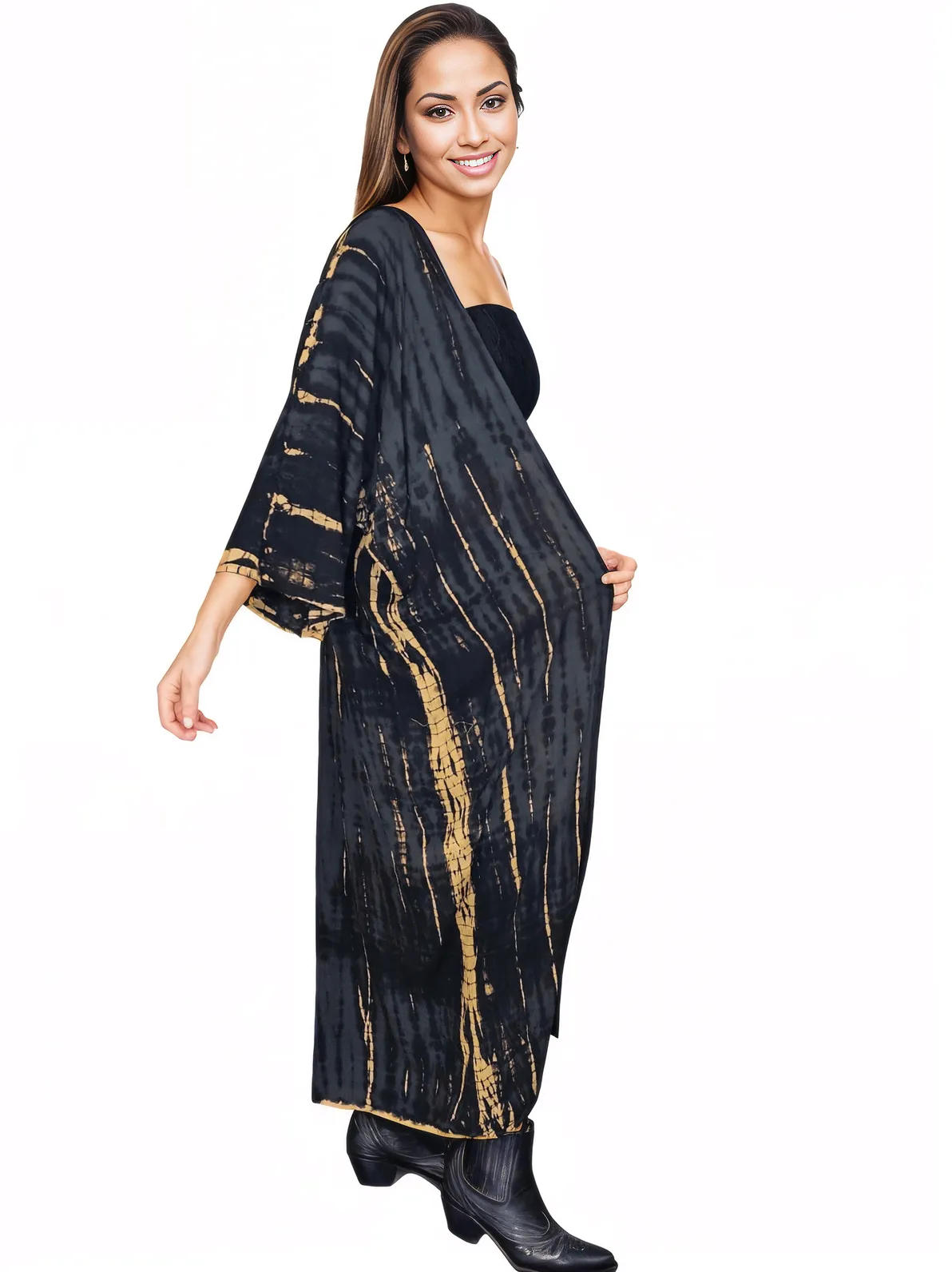 Black/Khaki Boho Tie - Dye Cardigan | Cozy & Chic - Tenku Designs