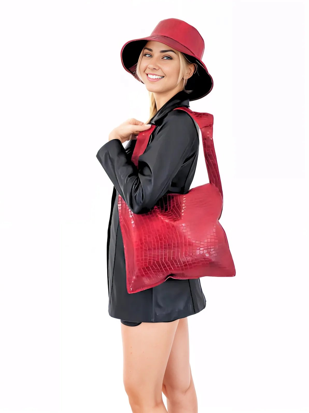 G Bag Crocodile Embossed Red - Tenku Designs