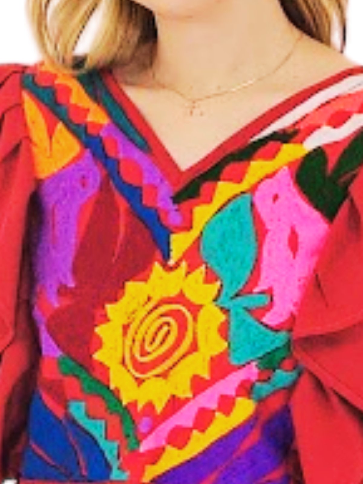 Mexican Folkloric Rococo Top Red - Tenku Designs