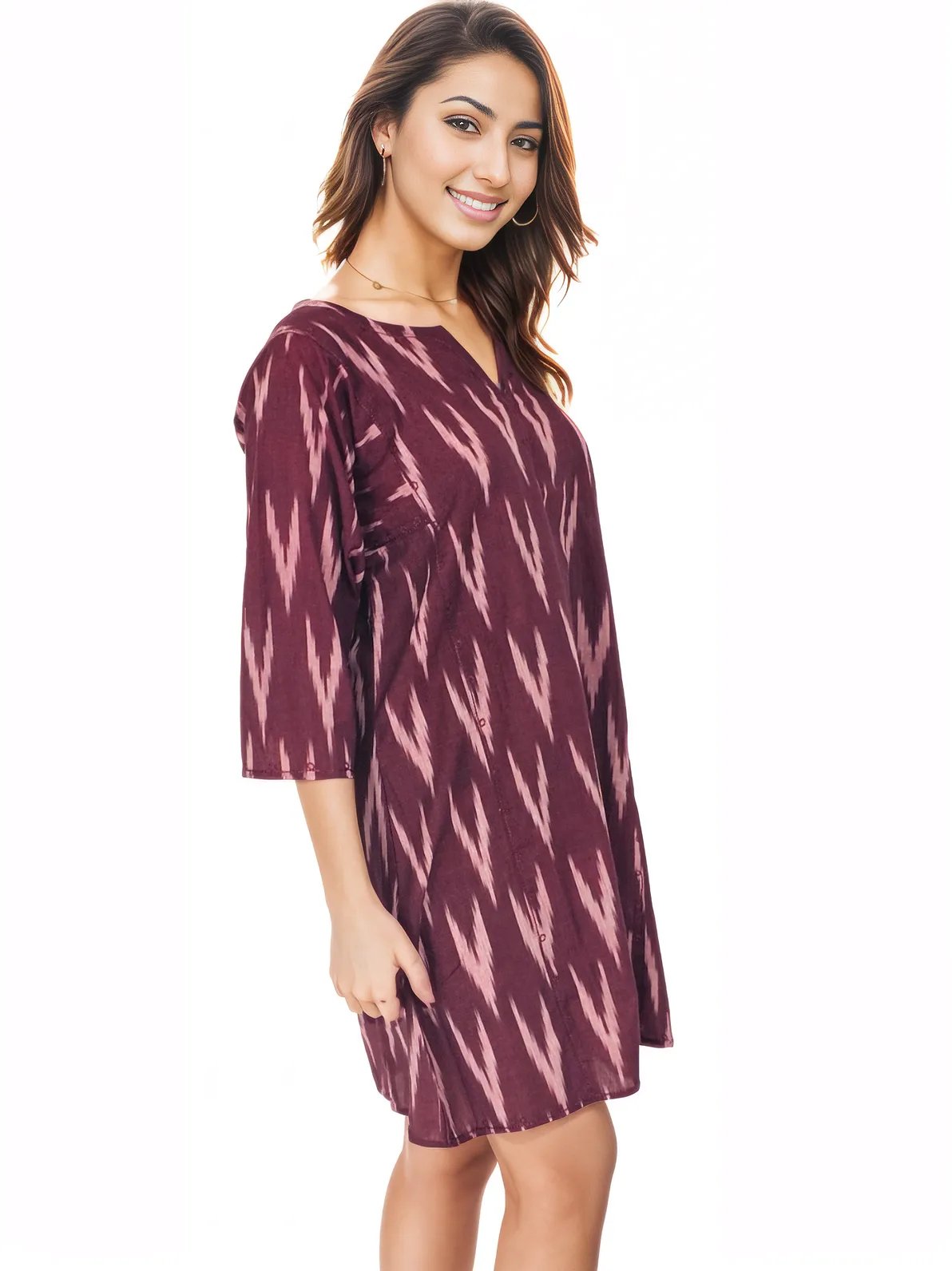100% Cotton Burgundy Kaftan – Lightweight, Breathable & Stylish | Tenku Designs - Tenku Designs