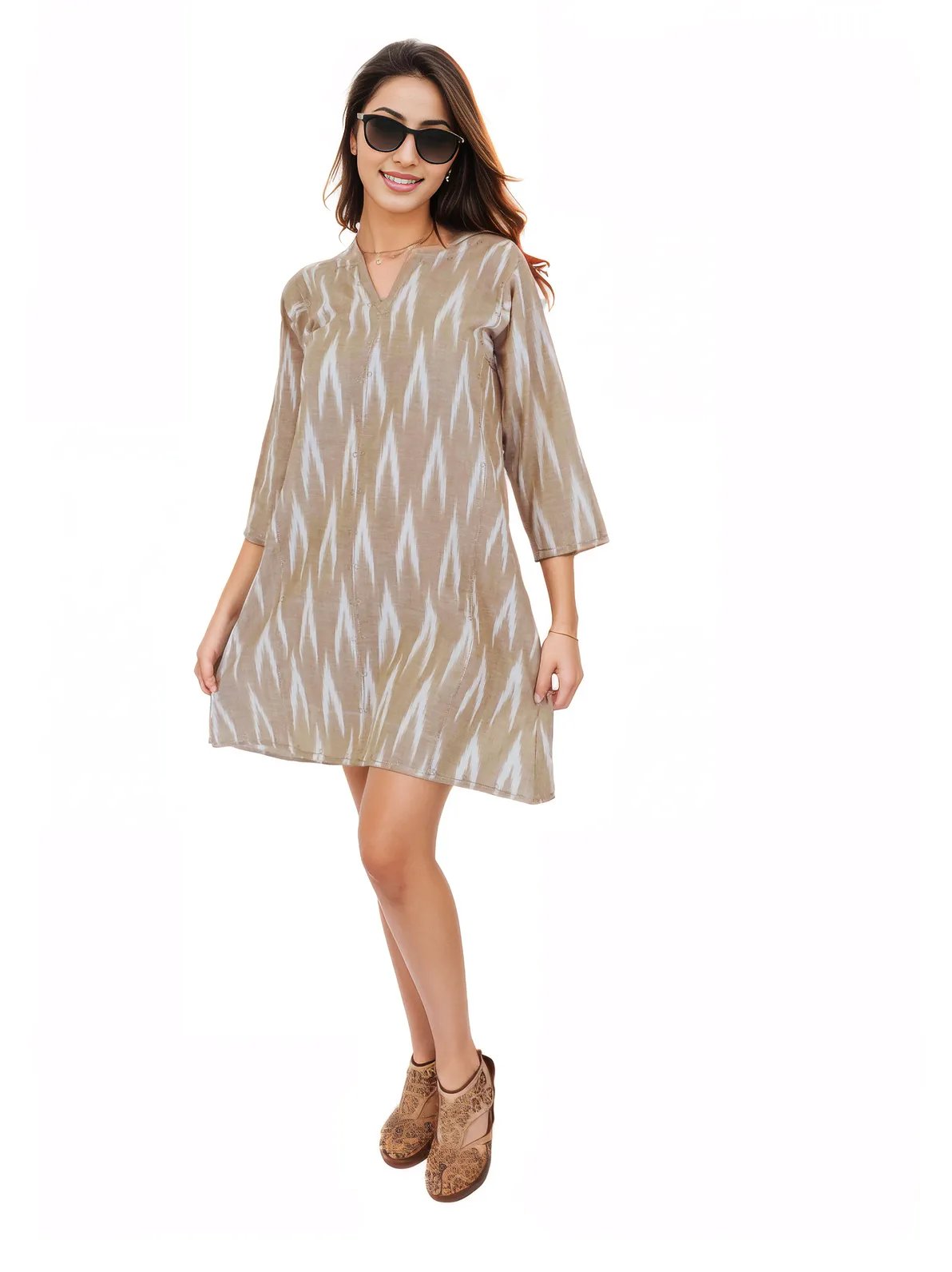 100% Cotton Khaki Kaftan – Lightweight, Breathable & Stylish | Tenku Designs - Tenku Designs