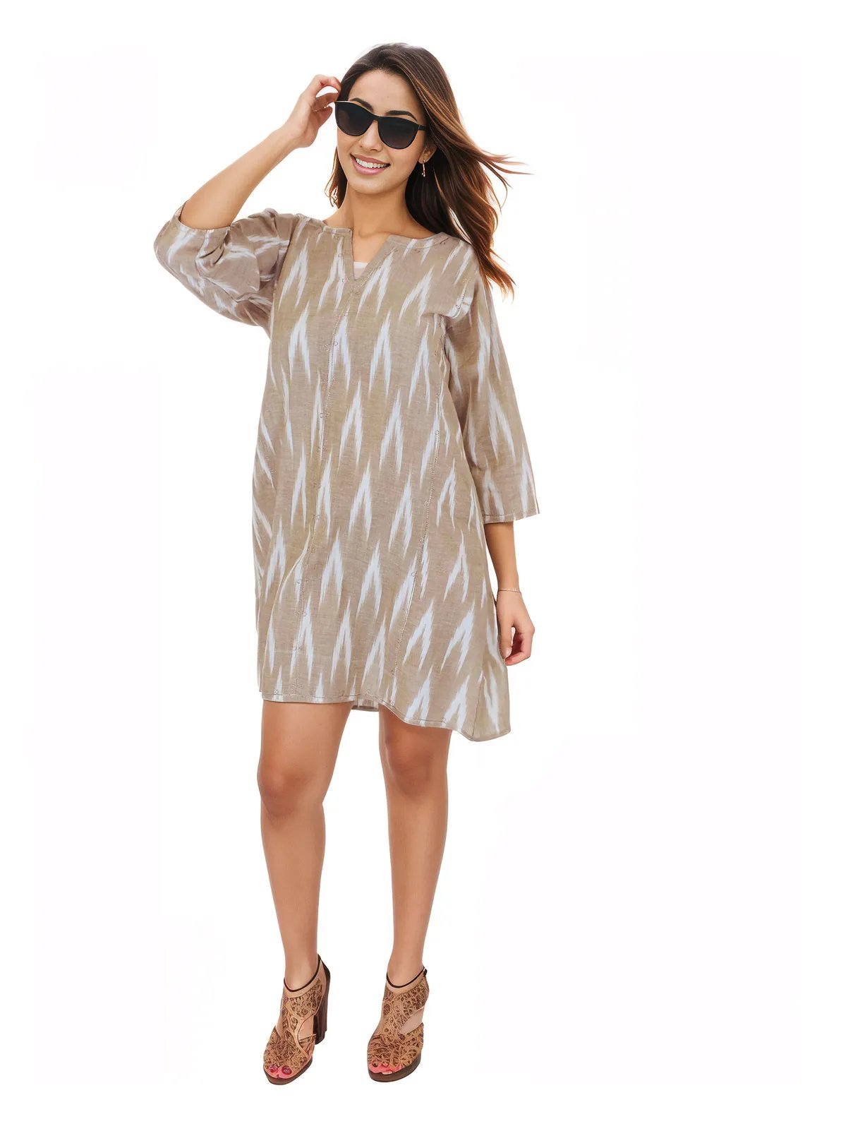 100% Cotton Khaki Kaftan – Lightweight, Breathable & Stylish | Tenku Designs - Tenku Designs