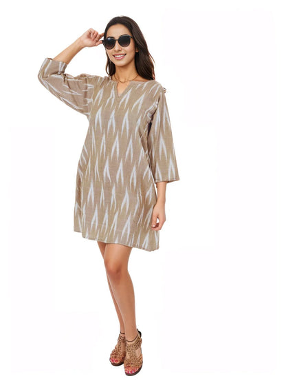 100% Cotton Khaki Kaftan – Lightweight, Breathable & Stylish | Tenku Designs - Tenku Designs