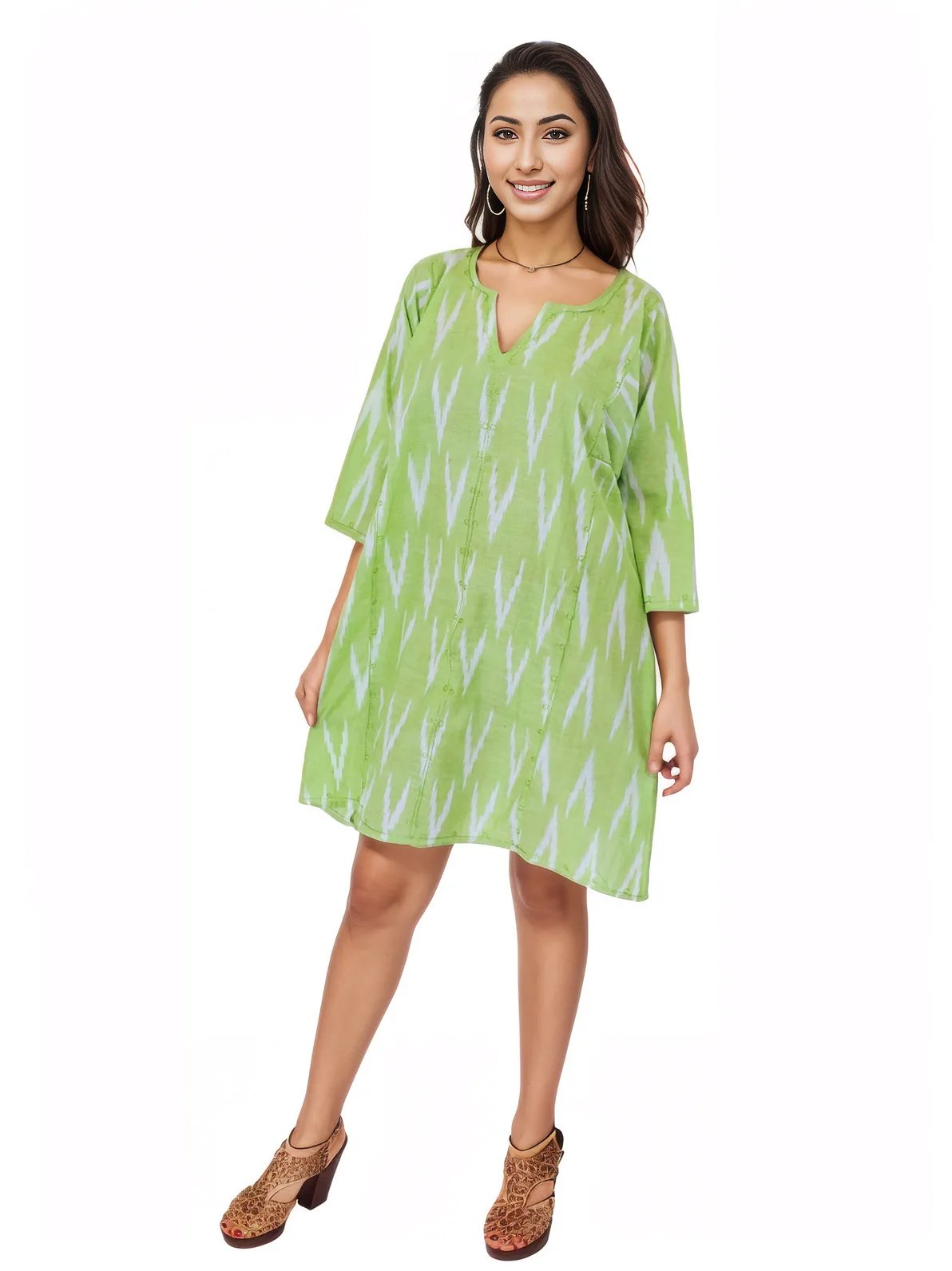 100% Cotton Lime Green Kaftan – Lightweight, Breathable & Stylish | Tenku Designs - Tenku Designs