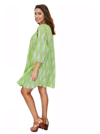 100% Cotton Lime Green Kaftan – Lightweight, Breathable & Stylish | Tenku Designs - Tenku Designs