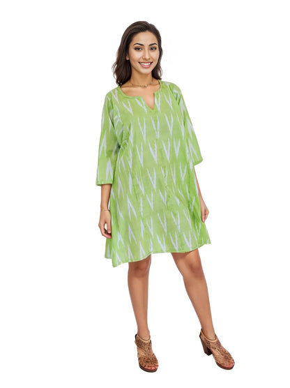 100% Cotton Lime Green Kaftan – Lightweight, Breathable & Stylish | Tenku Designs - Tenku Designs