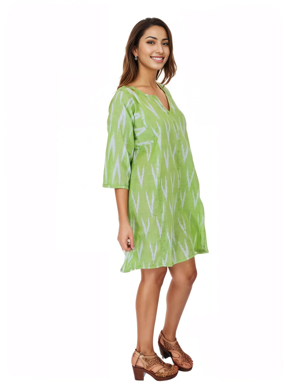100% Cotton Lime Green Kaftan – Lightweight, Breathable & Stylish | Tenku Designs - Tenku Designs