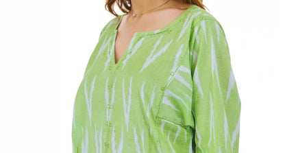 100% Cotton Lime Green Kaftan – Lightweight, Breathable & Stylish | Tenku Designs - Tenku Designs