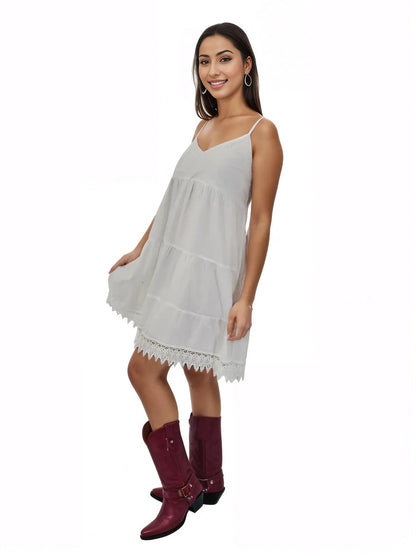 100% Cotton White Dress Adjustable Straps - Tenku Designs
