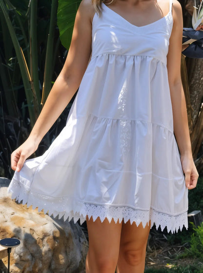 100% Cotton White Dress Adjustable Straps - Tenku Designs