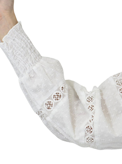 100% Cotton White Embroidered Blouse - Tenku Designs