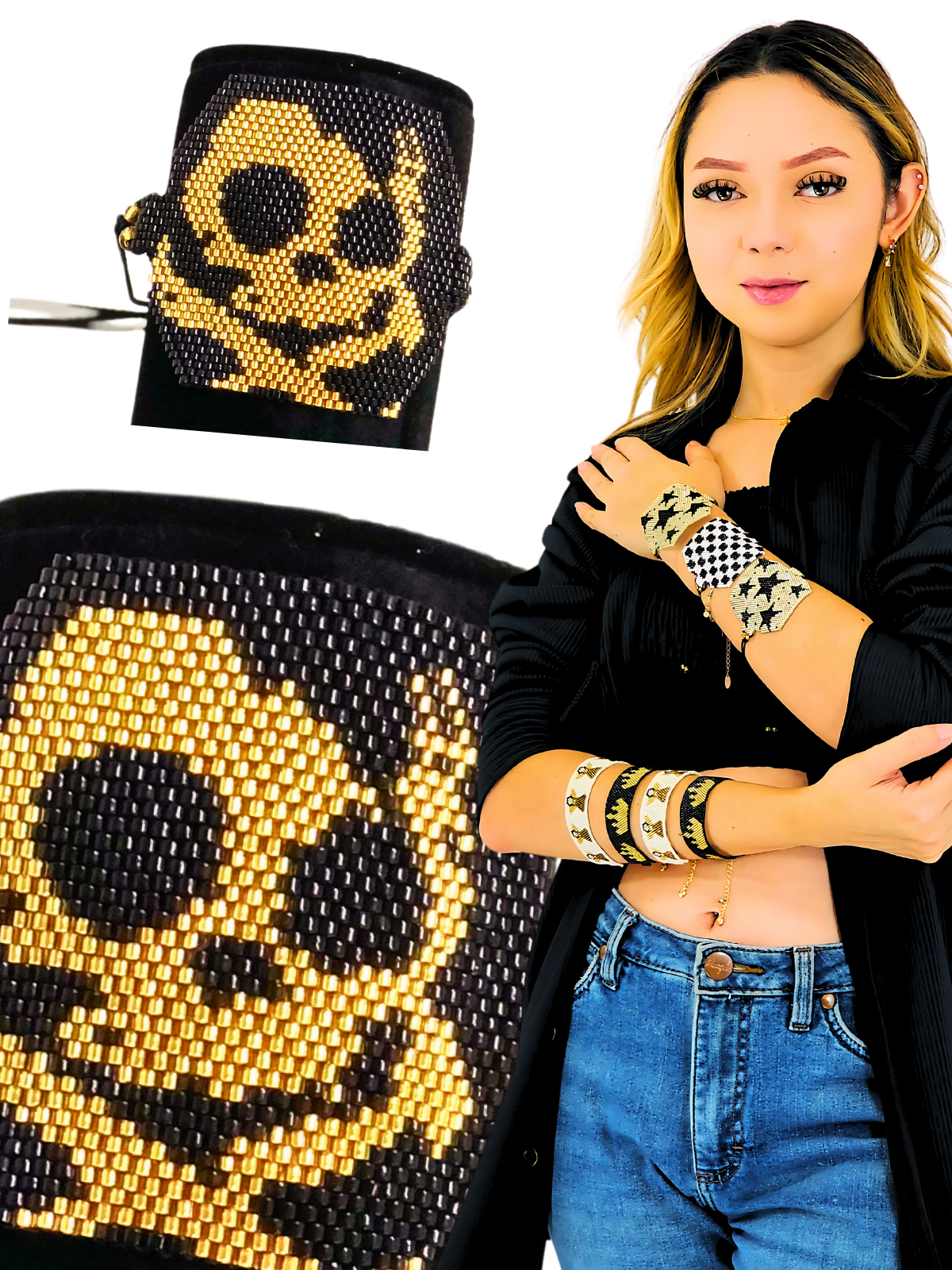 Wixarika Miyuki Beaded Bracelets – Handmade Mexican Huichol Jewelry "Corona"