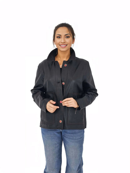 Handcrafted Lambskin Leather Round Mini Skirt Gold