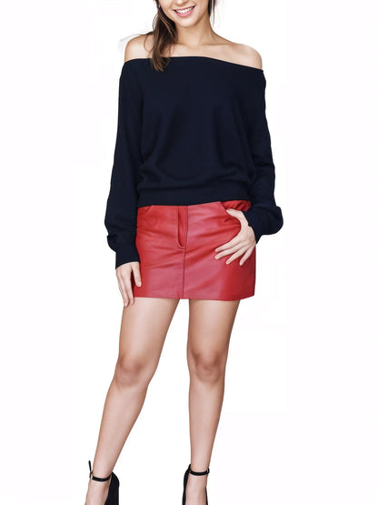 Handcrafted Lambskin Leather Round Mini Skirt Gold