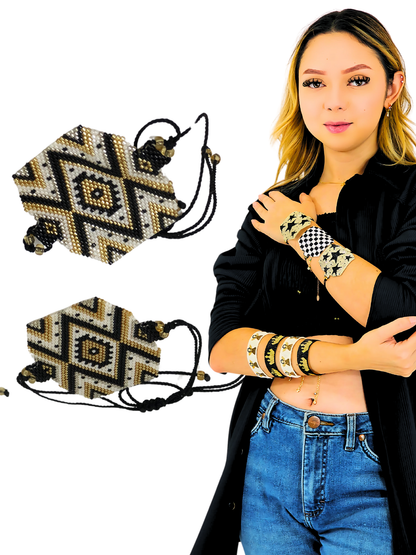 Wixarika Miyuki Beaded Bracelets – Handmade Mexican Huichol Jewelry "Corona"