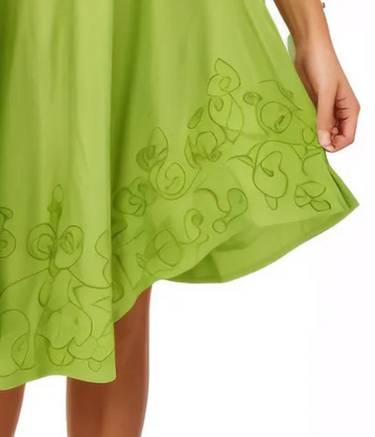 Antiqued Lime Green Boho Short Sleeve Flowy Dress – Loose Fit Tenku Designs