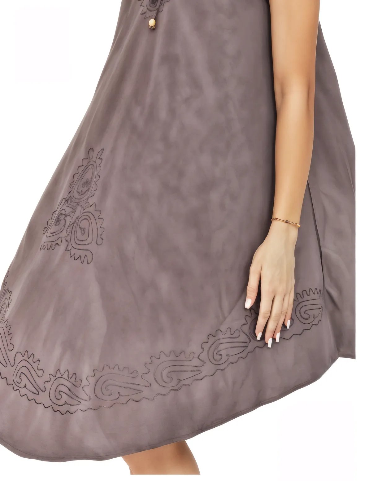 Antiqued Brown Boho Flowy Dress – Loose Fit Tenku Designs - Tenku Designs