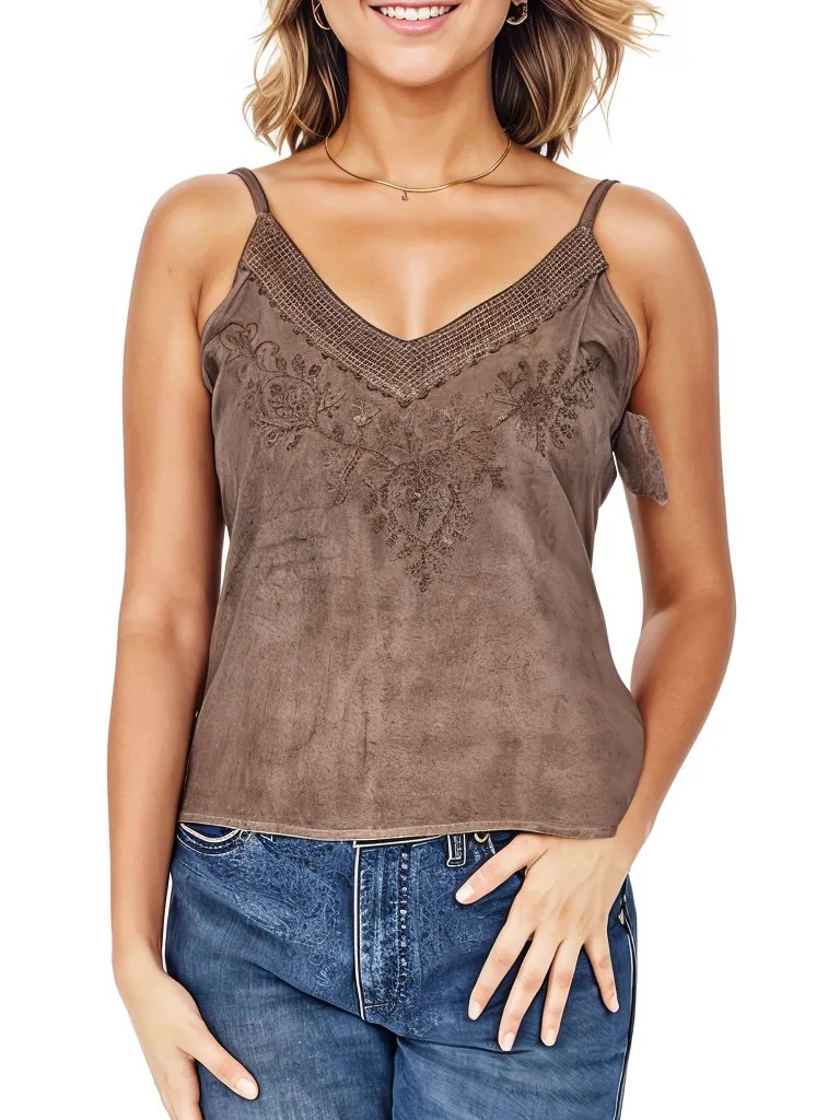 Antiqued Brown Boho Hand - Dyed Lace Crop Top – Stretch Fit | Tenku Designs - Tenku Designs