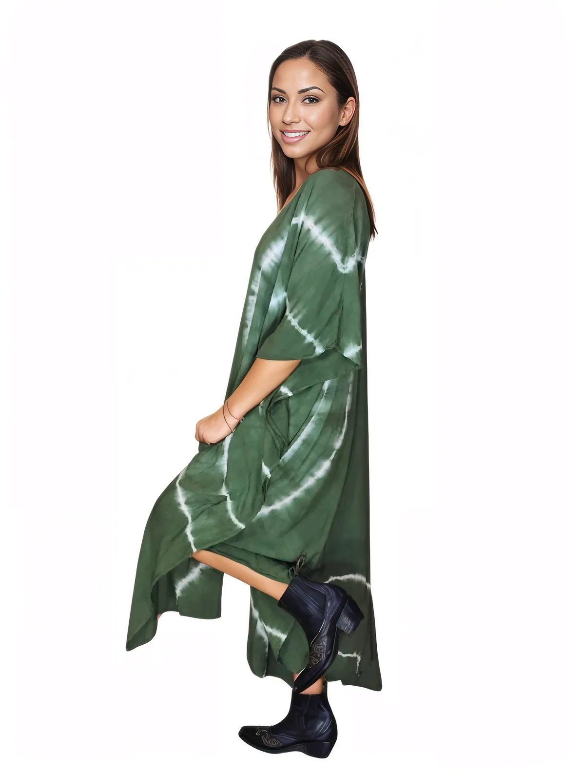 Antiqued Green Boho Tie - Dye Cardigan | Cozy & Chic - Tenku Designs