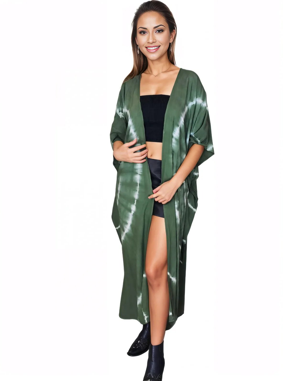 Antiqued Green Boho Tie - Dye Cardigan | Cozy & Chic - Tenku Designs