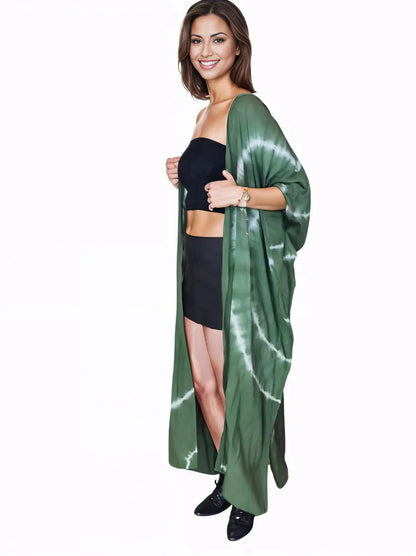 Antiqued Green Boho Tie - Dye Cardigan | Cozy & Chic - Tenku Designs