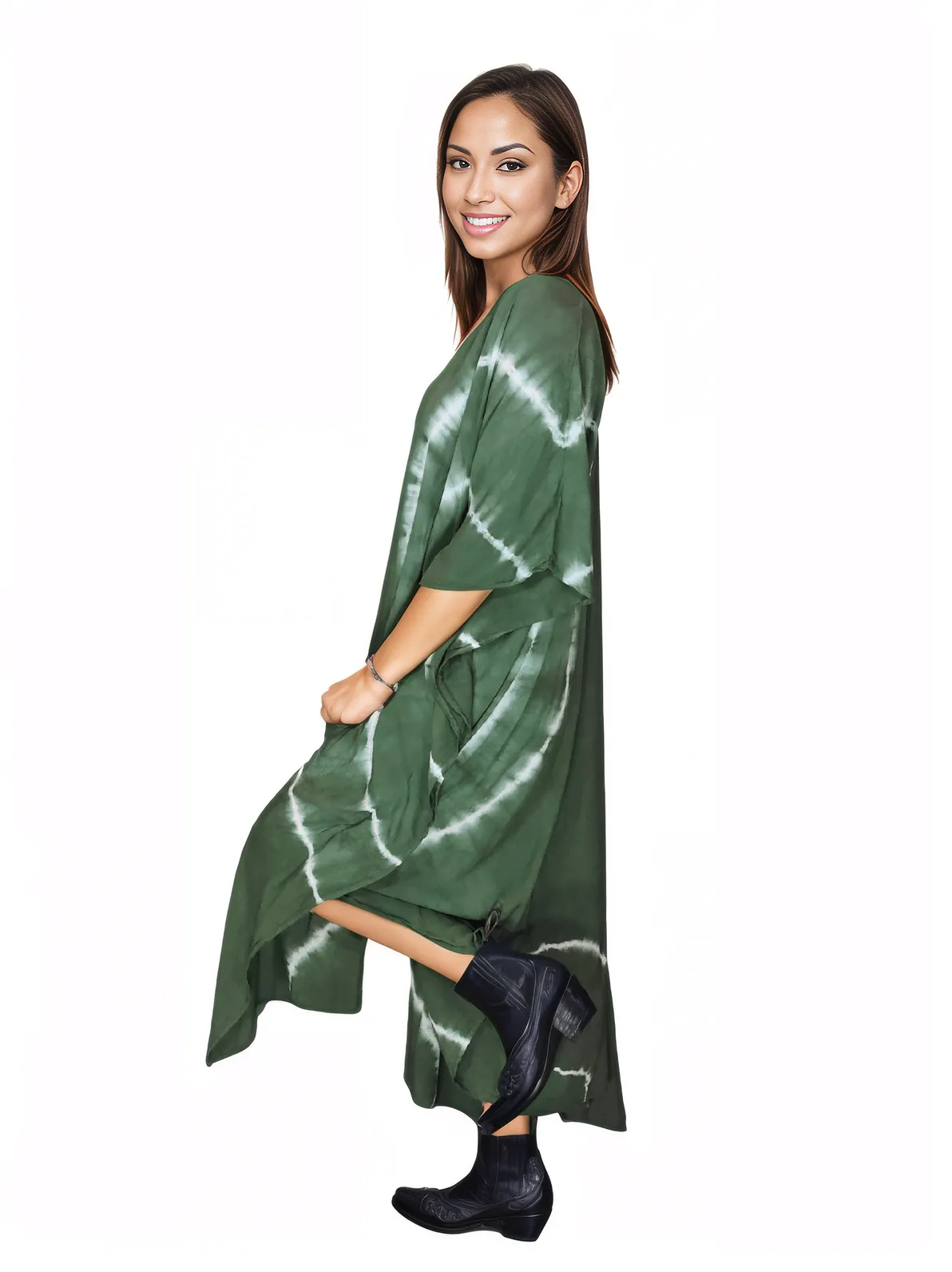 Antiqued Green Boho Tie - Dye Cardigan | Cozy & Chic - Tenku Designs