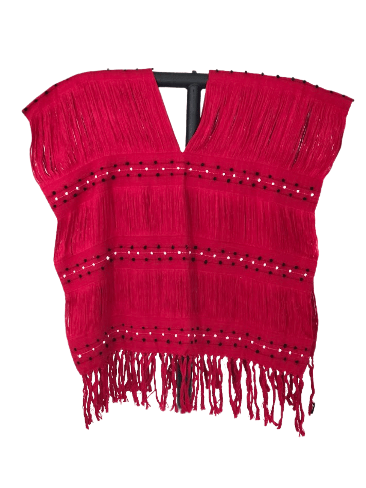 Authentic Handwoven Backstrap Loom Top with Brocade – Artisan - Made Blouse Long Red - Tenku Designs