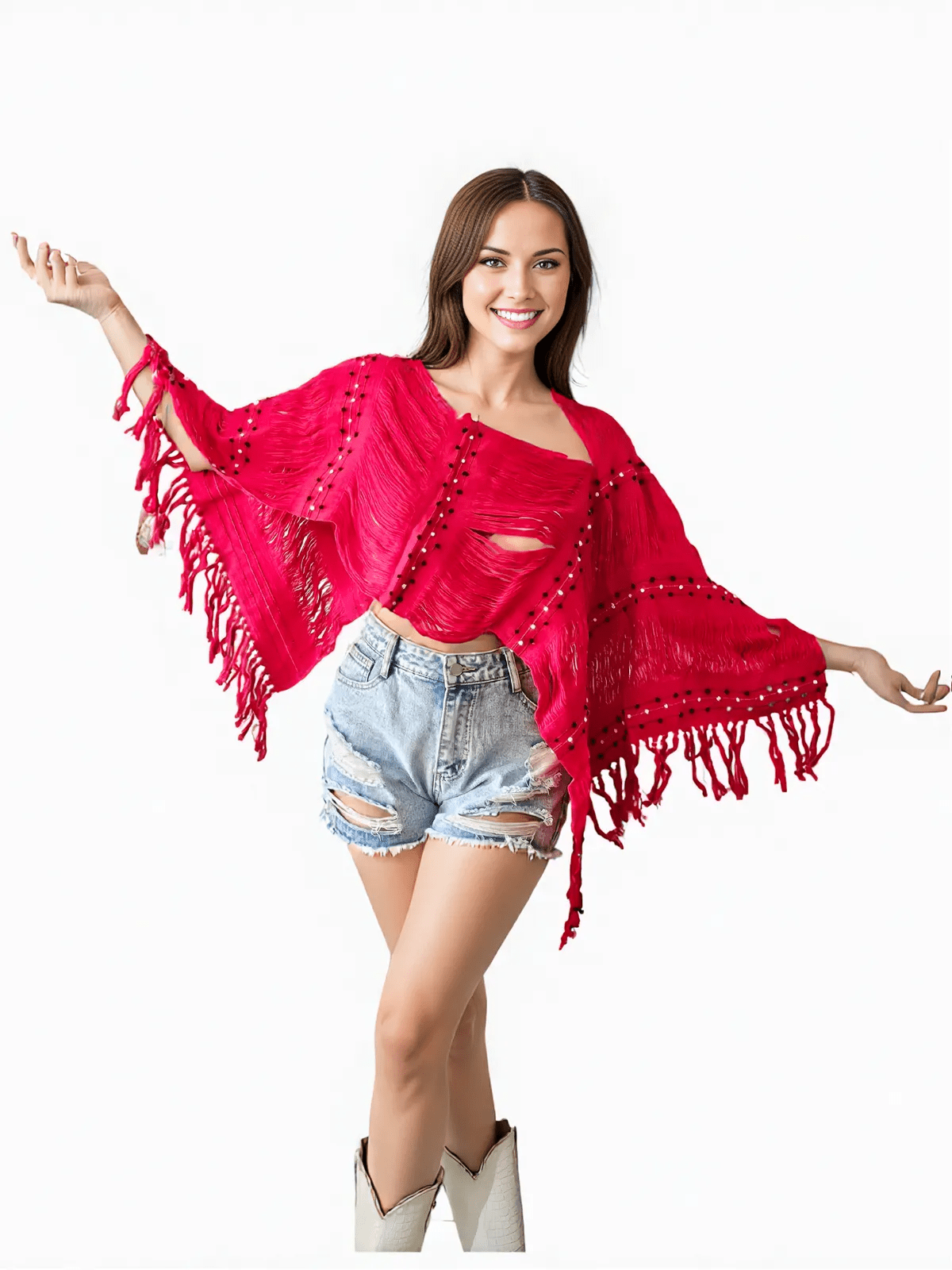 Authentic Handwoven Backstrap Loom Top with Brocade – Artisan - Made Blouse Long Red - Tenku Designs