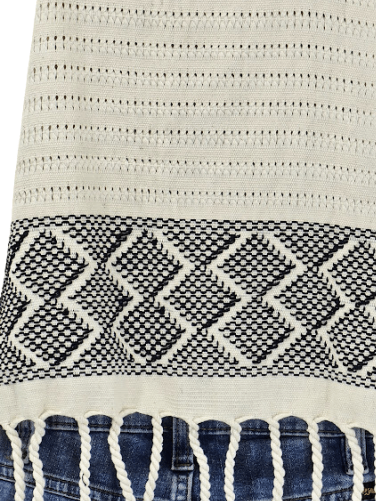 Authentic Handwoven Backstrap Loom Top with Brocade – Artisan - Made Blouse Off White - Tenku Designs