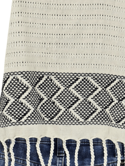 Authentic Handwoven Backstrap Loom Top with Brocade – Artisan - Made Blouse Off White - Tenku Designs