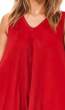 Antiqued Red Boho Short Sleeve Flowy Dress – Loose Fit Tenku Designs