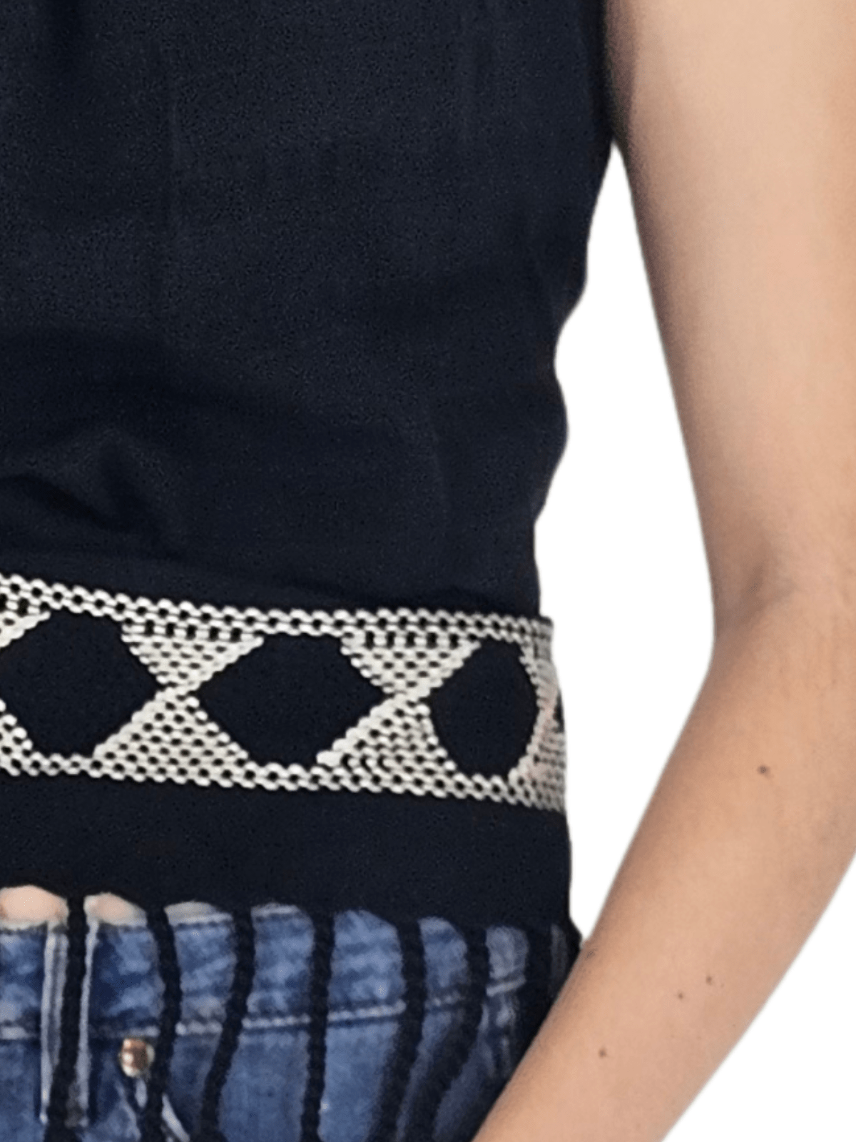 Backstrap Loom Backless Halter Top – Handwoven with Raw Natural Thread | Sustainable Fashion Black - Tenku Designs