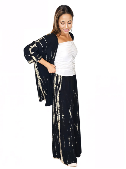 Black Boho Tie - Dye Pants Set – Cozy, Chic & Effortlessly Stylish - Tenku Designs