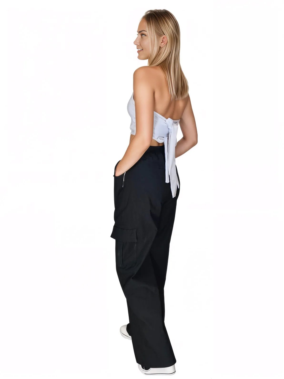 Black Oversized Cargo Pants – Stretchable & Trendy - Tenku Designs