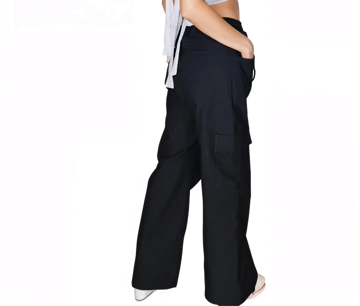 Black Oversized Cargo Pants – Stretchable & Trendy - Tenku Designs