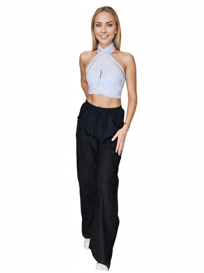 Black Oversized Cargo Pants – Stretchable & Trendy - Tenku Designs