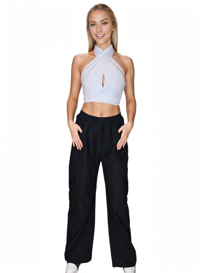 Black Oversized Cargo Pants – Stretchable & Trendy - Tenku Designs