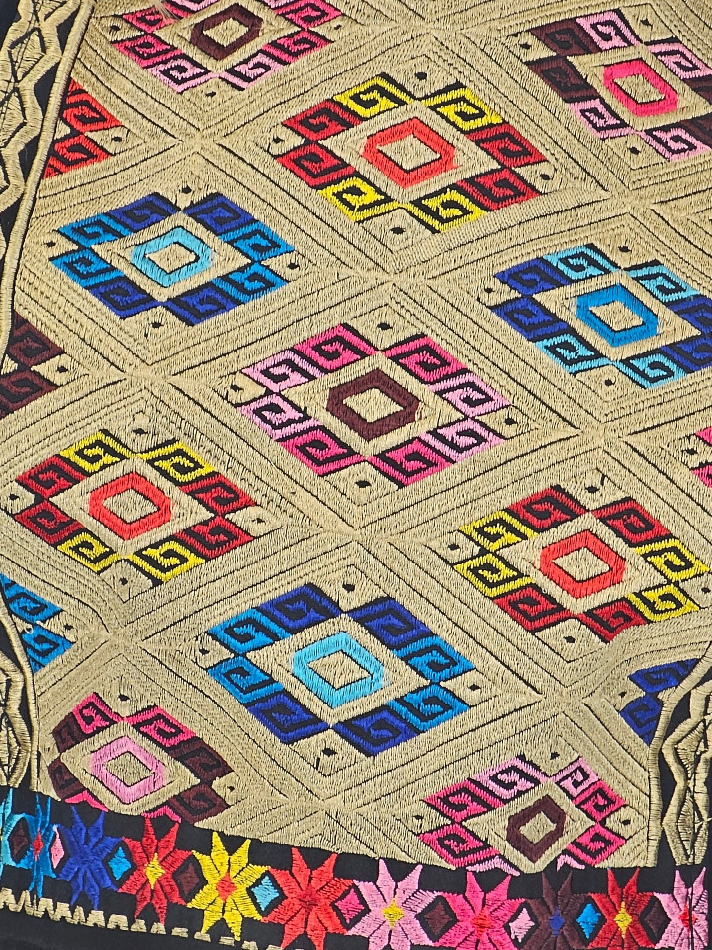 Black Ruffled Sleeve with Mexican Embroidered Chest & Adjustable Bow – Elegant & Feminine - Tenku Designs