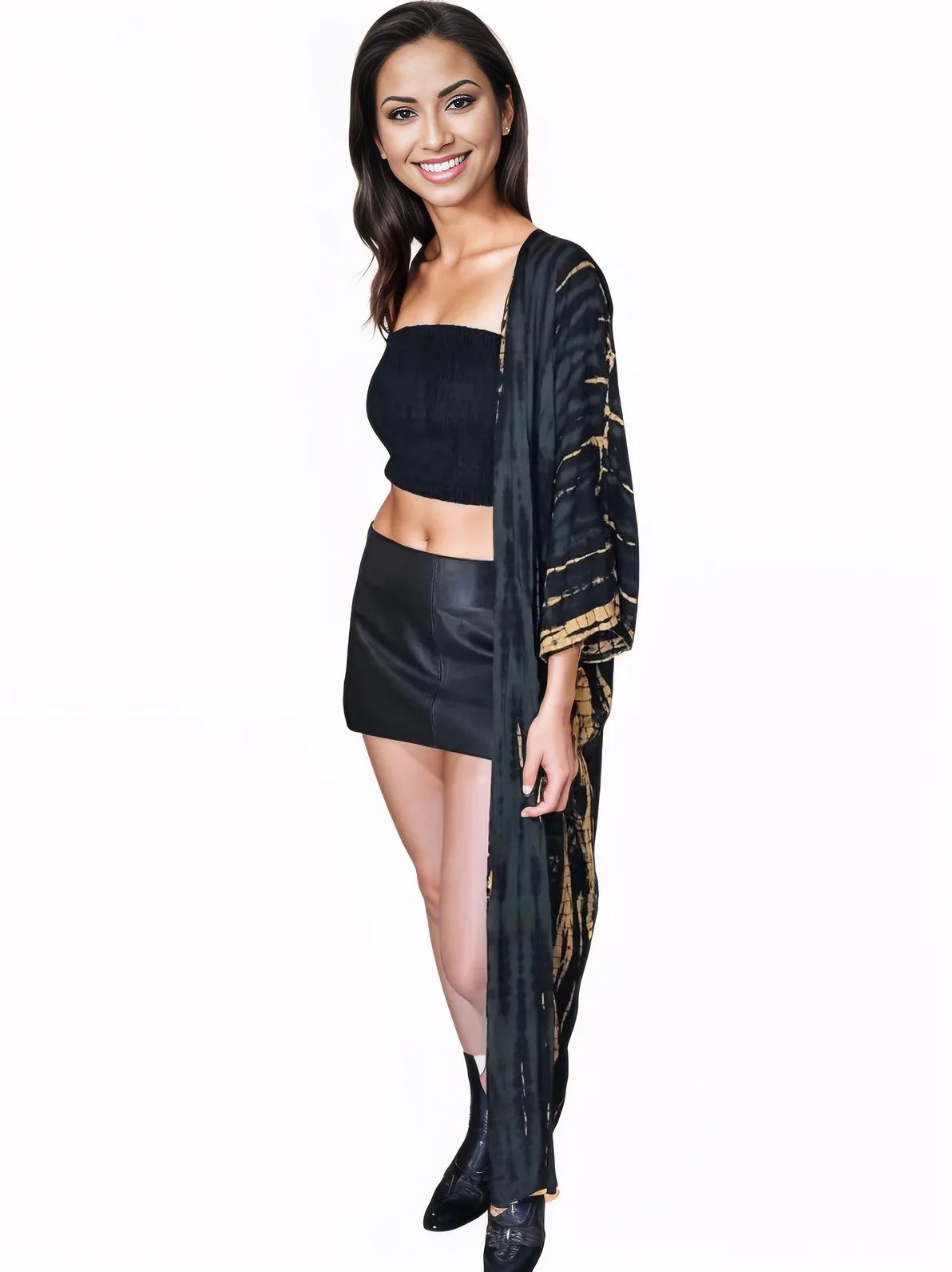 Black/Khaki Boho Tie - Dye Cardigan | Cozy & Chic - Tenku Designs