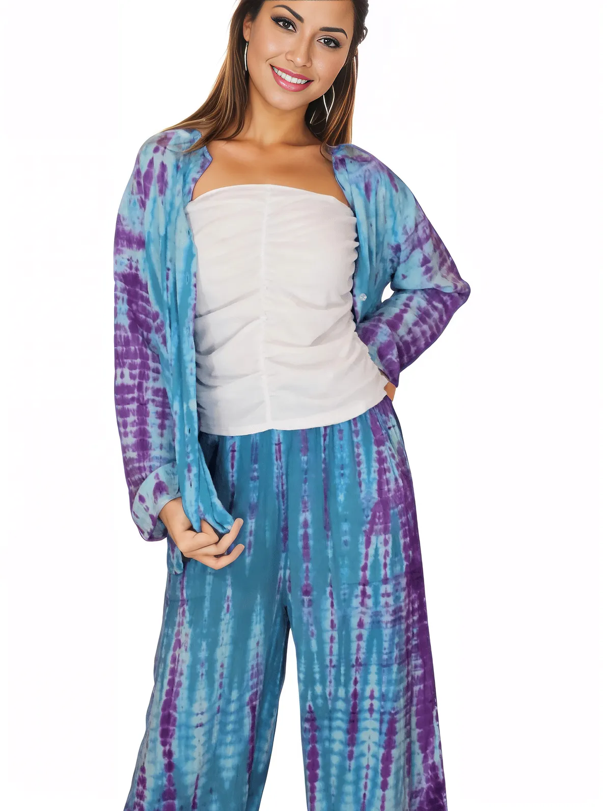 Blue Boho Tie - Dye Pants Set – Cozy, Chic & Effortlessly Stylish - Tenku Designs