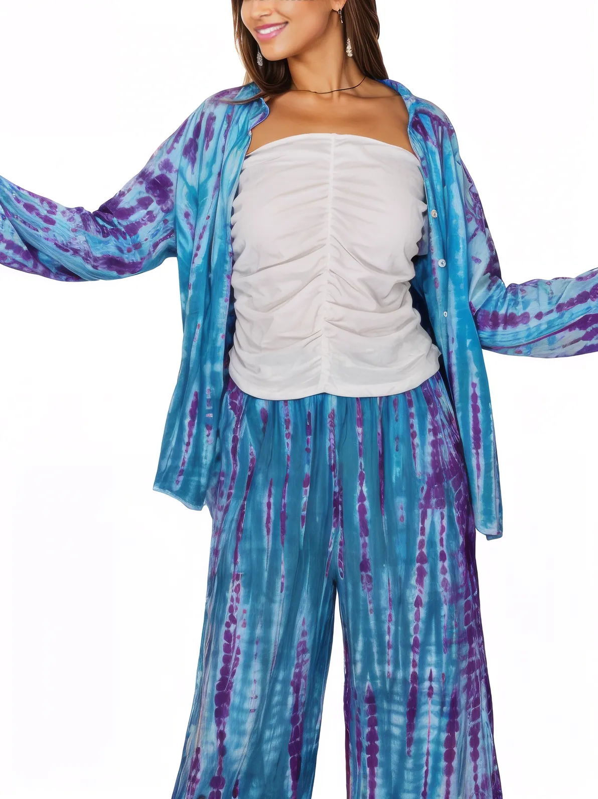 Blue Boho Tie - Dye Pants Set – Cozy, Chic & Effortlessly Stylish - Tenku Designs