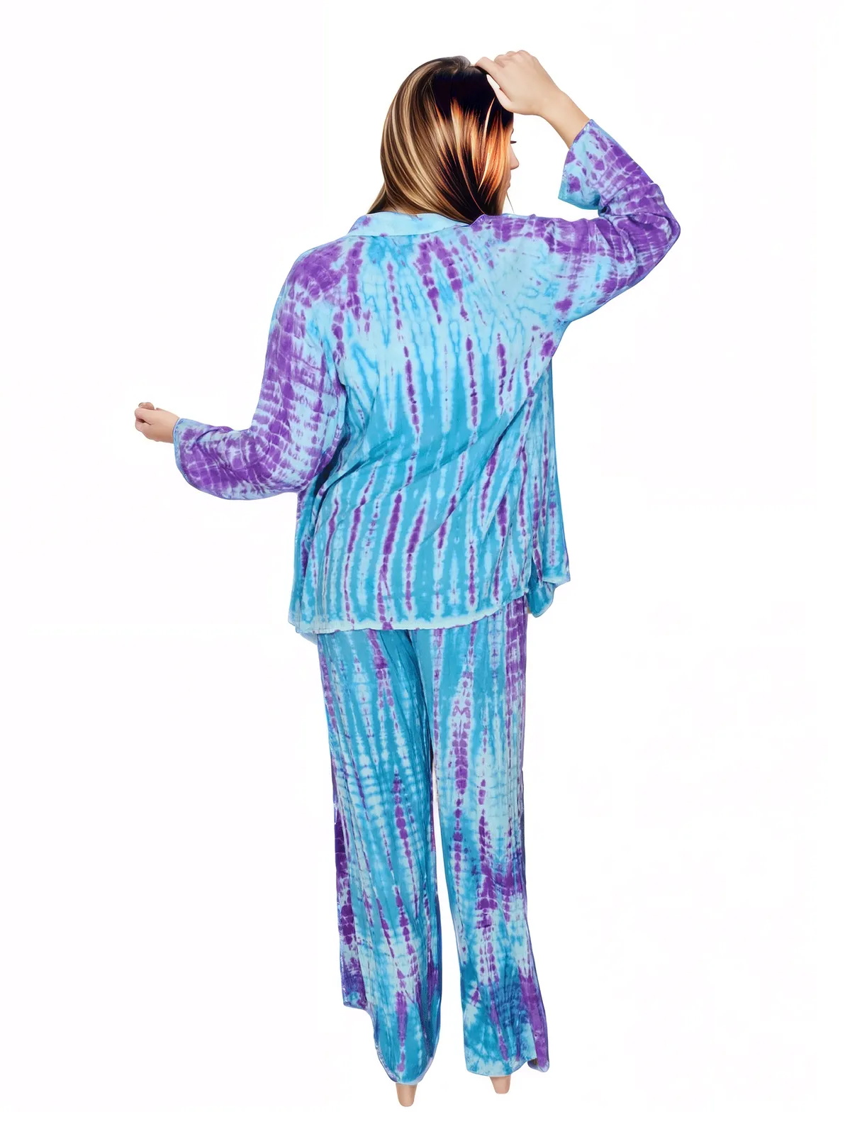 Blue Boho Tie - Dye Pants Set – Cozy, Chic & Effortlessly Stylish - Tenku Designs
