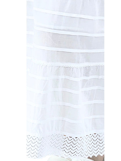 Bohemian 100% Cotton White Maxi Skirt Size Range S - XXL - Tenku Designs
