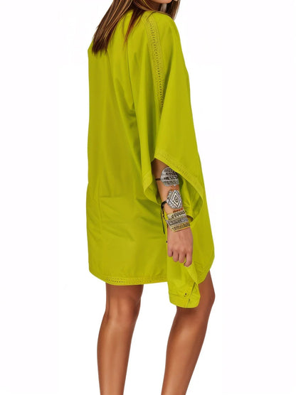 BOHO Cotton Lime Green Dress - Tenku Designs