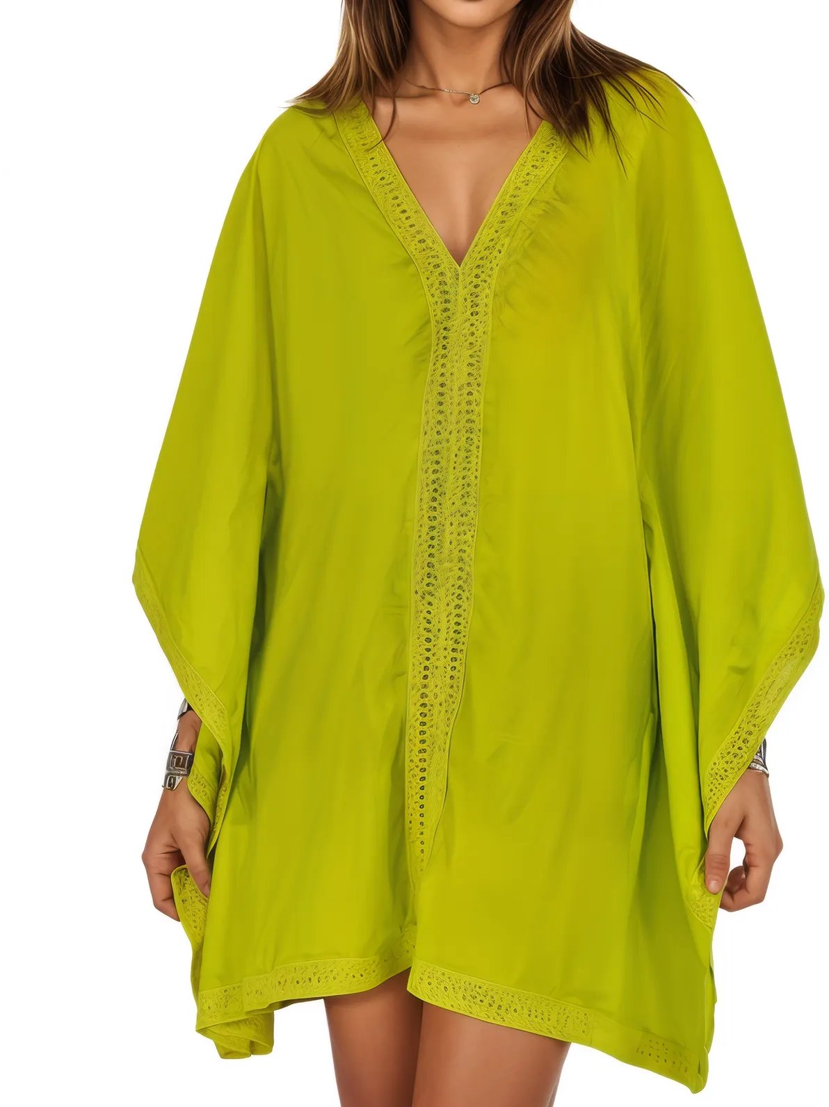 BOHO Cotton Lime Green Dress - Tenku Designs