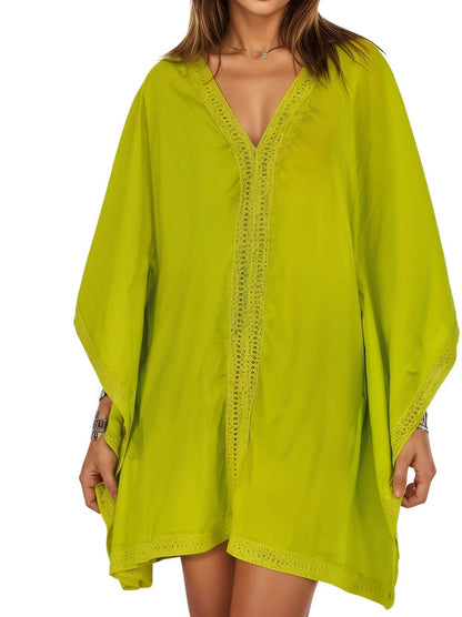 BOHO Cotton Lime Green Dress - Tenku Designs