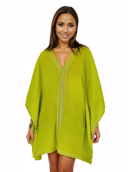 BOHO Cotton Lime Green Dress - Tenku Designs