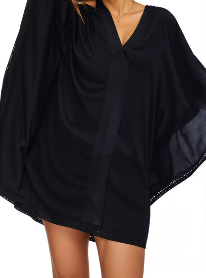 BOHO Kaftan Cotton Dress Black - Tenku Designs