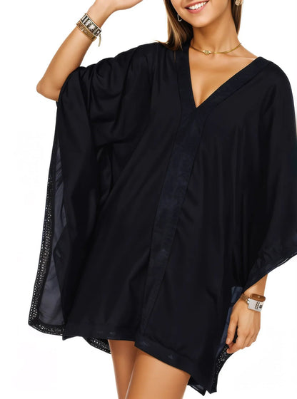BOHO Kaftan Cotton Dress Black - Tenku Designs